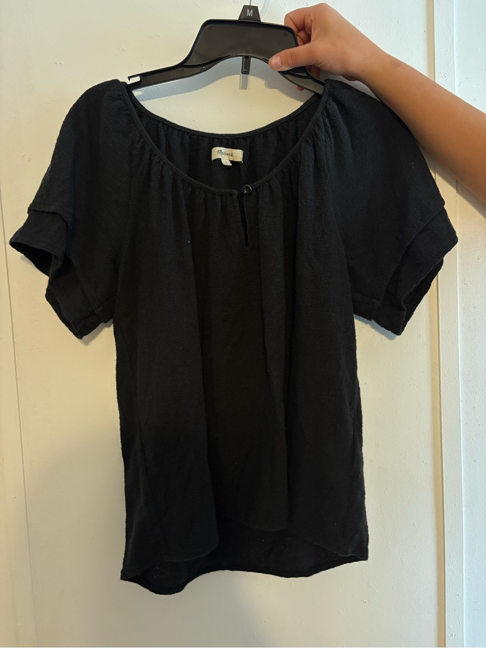 Madewell Black Short-Sleeve Peasant Top